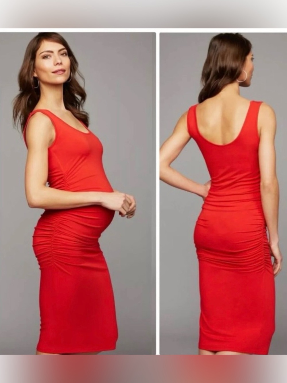 Isabella Oliver Red Sleeveless Maternity Midi Dress